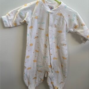 Vintage Baby Duck Footed Onesie 0-3M Terry Cotton Snap Pajamas
